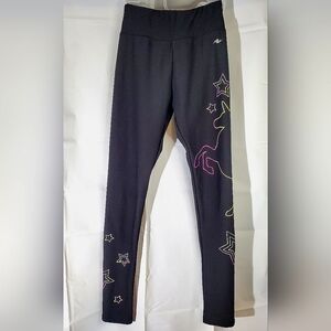 🏷5/$20🏷 Athletic Works Black Leggings Rainbow Star & Unicorn- L (10-12) Tall